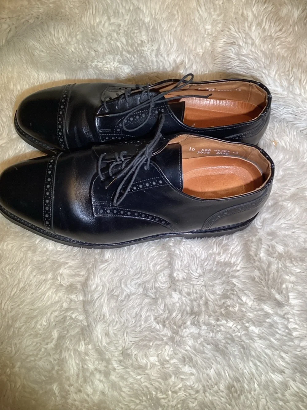 Allen almonds black leather wingtip derby blucher shoes size 10